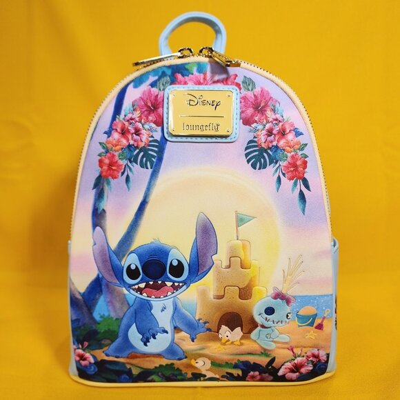 Loungefly Disney Lilo & Stitch SandCastle Beach Scene Scrump Mini Backpack NEW